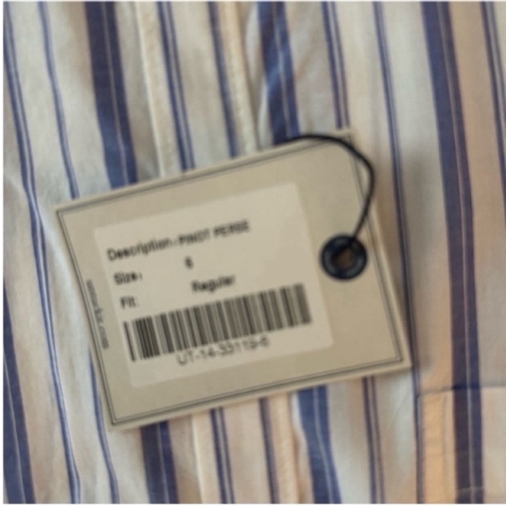 NWT UNTUCKit Women’s PERSE Blue and White Striped Button Down Shirt Size 6 - Picture 6 of 10